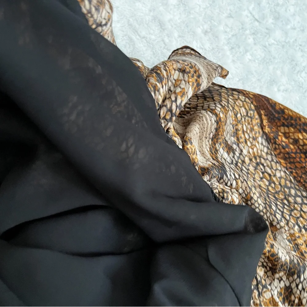 NWT- ZARA Animal Print Ruched Ruffle Front Long Sleeve Mini Dress